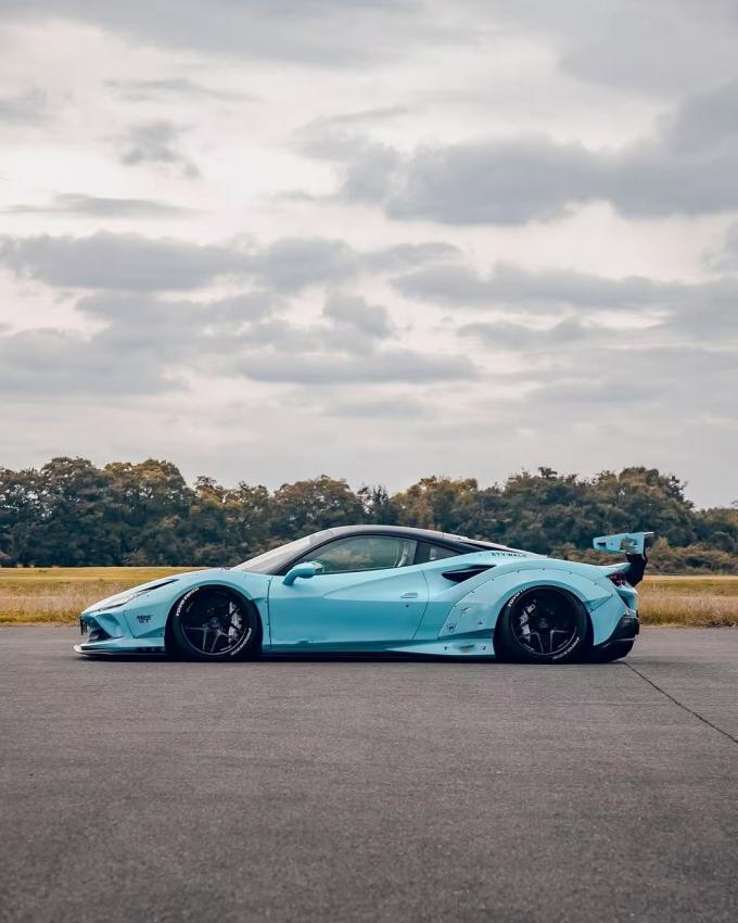 Car Body Kit Rear F8 Ferrari Auto Body Kit LB Style Blue Carbon Fiber Spoiler Lip Wide ...