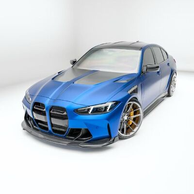 For BMW G80 M3 Dry Carbon Fiber Body Kit, G80 M3 RZ-style Front Lip Diffuser Spoiler Side Skirt M3 Front Lip Diffuser Spoiler