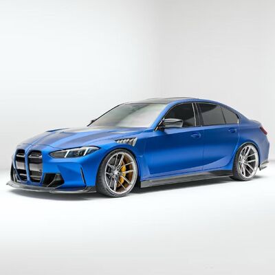 For BMW G80 M3 Dry Carbon Fiber Body Kit, G80 M3 RZ-style Front Lip Diffuser Spoiler Side Skirt M3 Front Lip Diffuser Spoiler