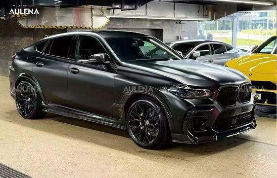 For BMW X6M Dry Carbon Fiber Body Kit X6M Aulena-style Front Lip Diffuser Spoiler Hood Wheel Arch X6M Wide-body Kit