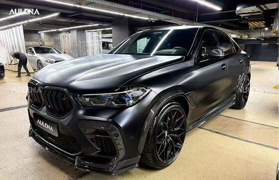 For BMW X6M Dry Carbon Fiber Body Kit X6M Aulena-style Front Lip Diffuser Spoiler Hood Wheel Arch X6M Wide-body Kit