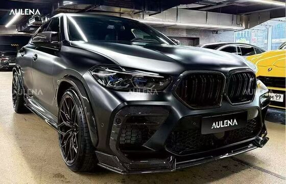 For BMW X6M Dry Carbon Fiber Body Kit X6M Aulena-style Front Lip Diffuser Spoiler Hood Wheel Arch X6M Wide-body Kit